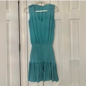 Ramy Brook Aqua Pleated Mini Dress